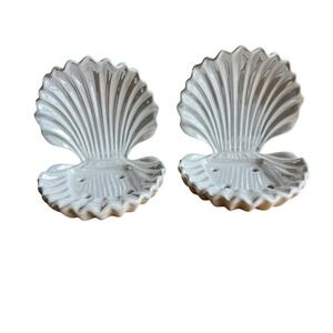 Bath‎ & Body Works Sea Clam Shell White Iridescent Soap Holder Seashell Lot of 2
